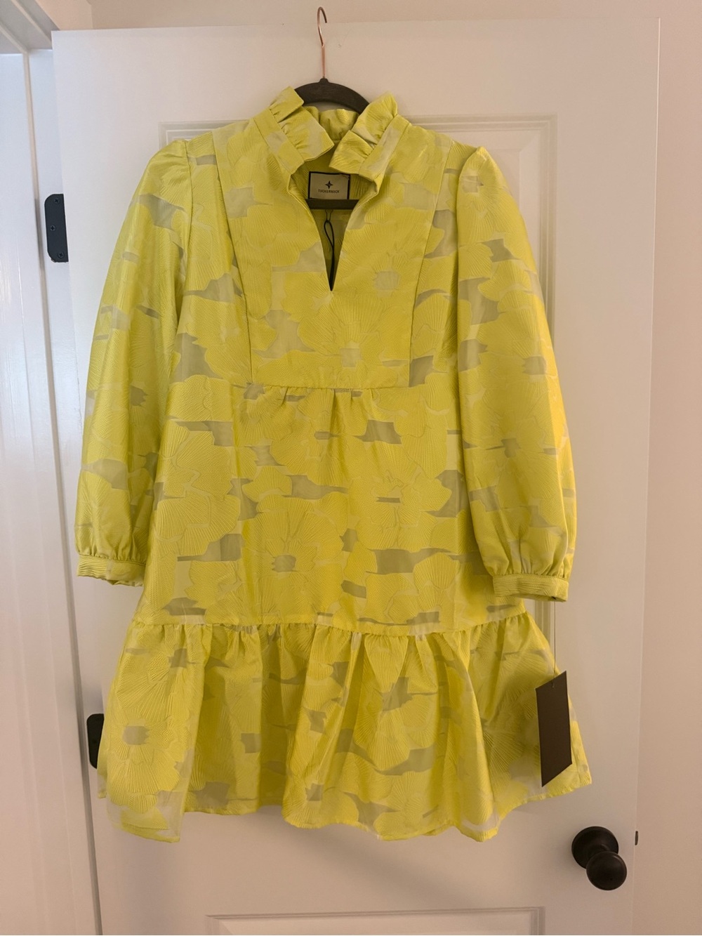 Tuckernuck Bright Yellow Floral Ruffle Dress - NWT
